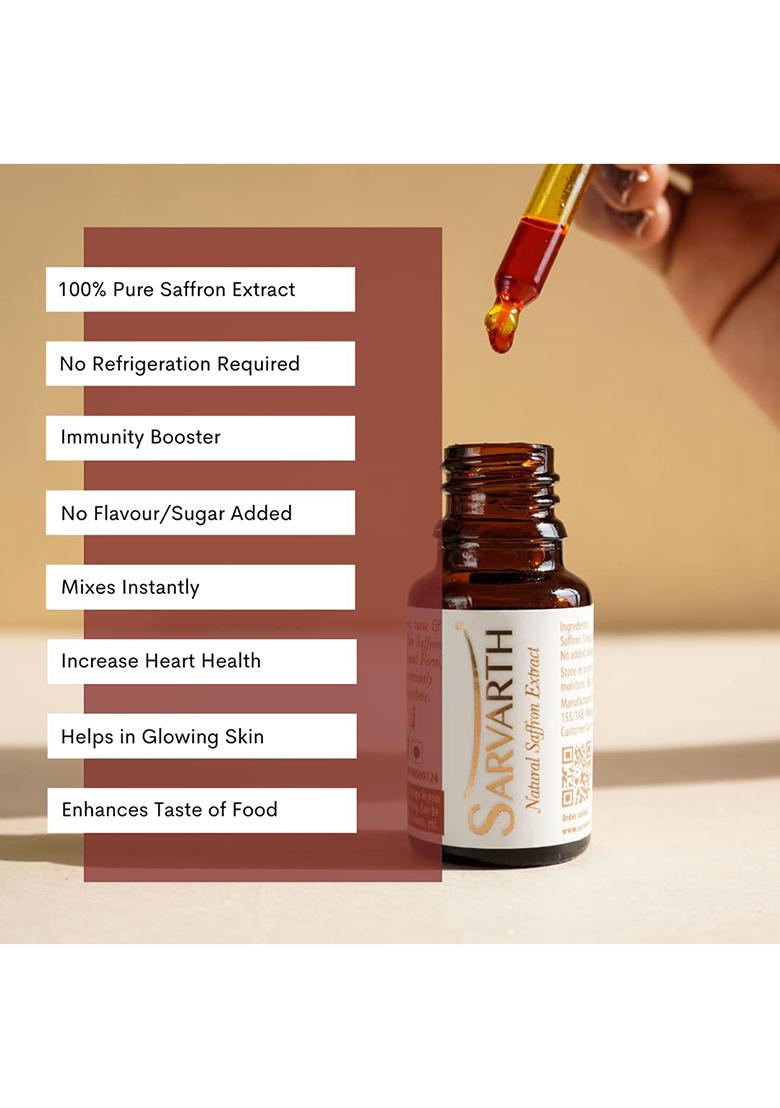 Sarvarth Finest A++ Grade 100% Pure Natural Saffron/Kesar Extract For Food/Cuisine Skin Care And Improved Health | Liquid Kesar Pooja & Gifting (5 Gram)