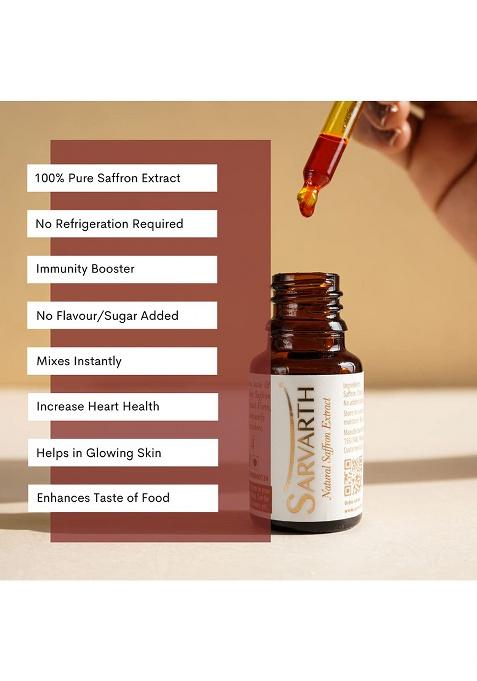 Sarvarth Finest A++ Grade 100% Pure Natural Saffron/Kesar Extract For Food/Cuisine Skin Care And Improved Health | Liquid Kesar Pooja & Gifting (5 Gram)