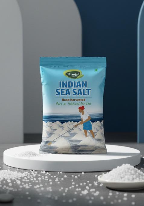 Thanjai Natural Indian Sea Salt, 1Kg | Crystal Form Traditionally Hand-Harvested & Sun-Dried 100% Natural, No Artificial Iodine, Additives, Hygienically Packed
