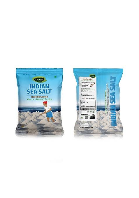 Thanjai Natural Indian Sea Salt, 1Kg | Crystal Form Traditionally Hand-Harvested & Sun-Dried 100% Natural, No Artificial Iodine, Additives, Hygienically Packed