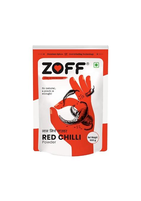 Zoff Red Chilli Powder With Natural Oils | Premium-Quality, Pure & Unadulterated Lal Mirch Sourced From Hand-Picked Chillies Freshness Aroma Preserved Mirchi 500Gms