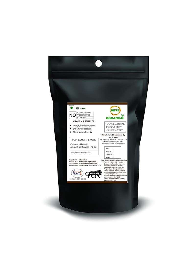Diets Organics Sitharathai Powder | Kulanjan Lesser Galangal Chitharathai -100 G - Indya