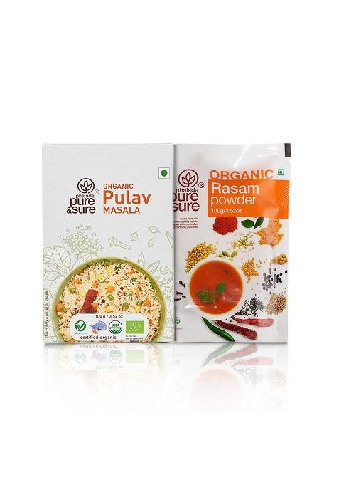 Phalada Pure & Sure Combo Pack Of Organic Pulav Masala-100Gms + Rasam Powder-100Gms
