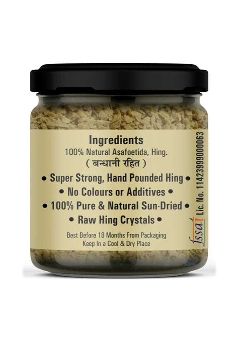Life Max+ Pure & Premium Strong Hing | Asafoetida Hand Pounded Kadak Heeng Tadka Non-Compound Solid Crystal Natural Gluten Free Glass Jar Packaging (5 Gram) - Indya