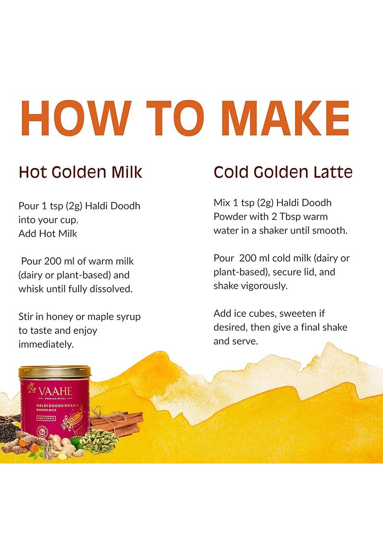 Vaahe Premium Haldi Doodh Masala | Ashwagandha And Mulethi Golden Milk Powder Freshly Ground Packed 100% Pure Natural Tin Box (70 Gm)