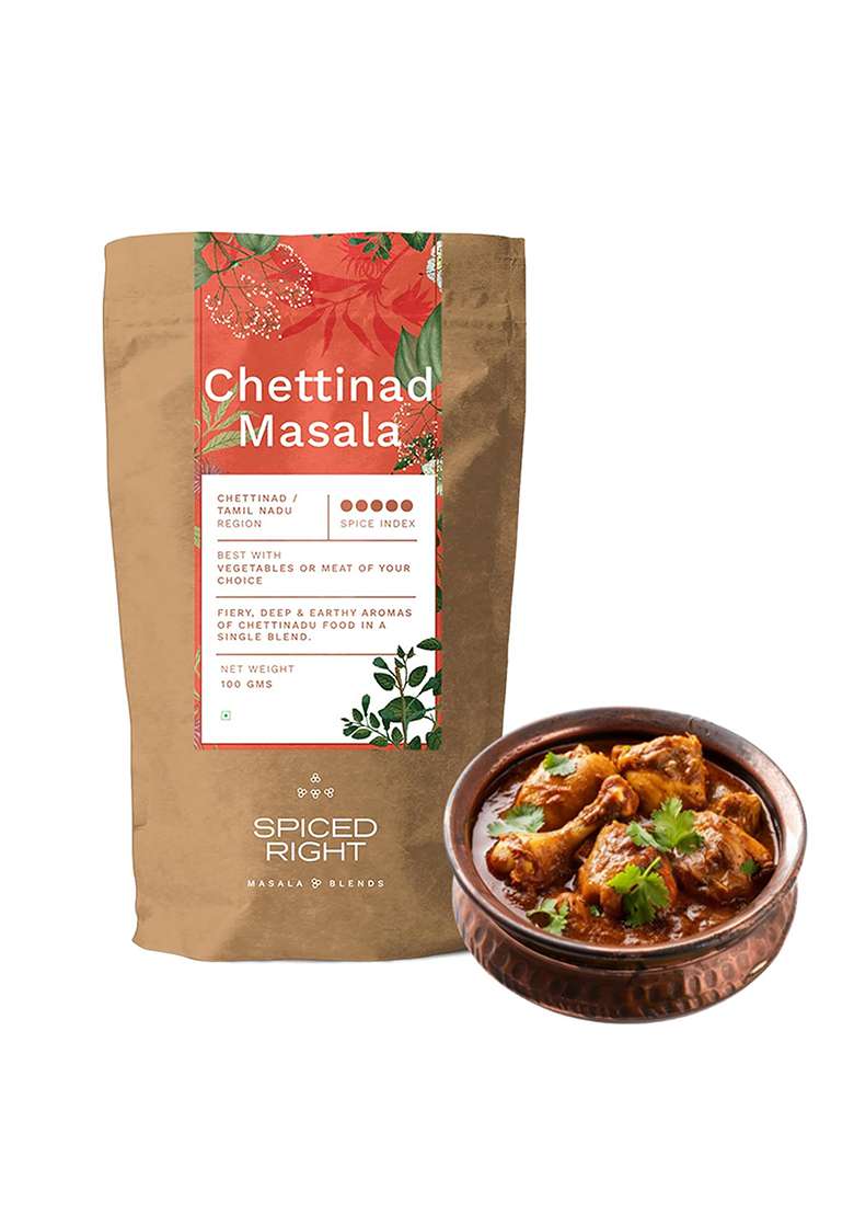 Spiced Right Chettinad Masala 200 G - South Indian Blend For Chicken Mutton Fish Prawns| No Preservatives Or Artificial Colors | Authentic Hot Spice Powder Biryanis Curries & Gravies - Indya