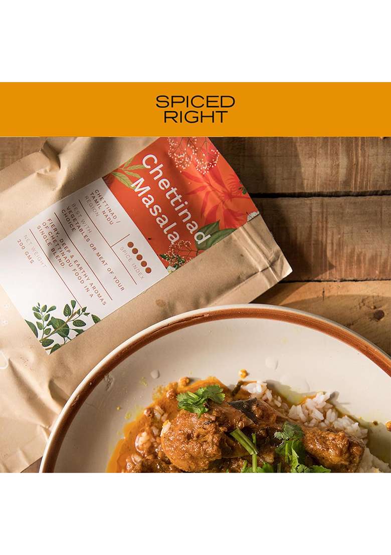 Spiced Right Chettinad Masala 200 G - South Indian Blend For Chicken Mutton Fish Prawns| No Preservatives Or Artificial Colors | Authentic Hot Spice Powder Biryanis Curries & Gravies - Indya