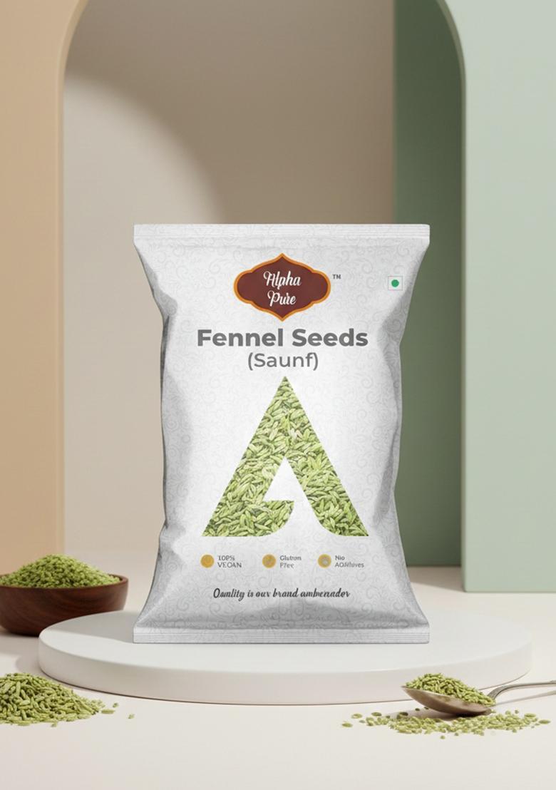 Alpha Pure Fennel Seeds (Saunf) 500G | Natural Mouth Freshener & Digestive Whole Saunf For Cooking, Pickles, Desserts, Curries, Masala Blends Traditional Indian Recipes Aromatic Healthy