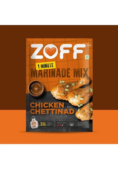 Zoff Chettinad Chicken Masala Marinade Mix - Instant Spice Blend For Bold & Authentic Curry -Perfect Meat, Paneer Veggies All-Natural, No Preservatives 25G