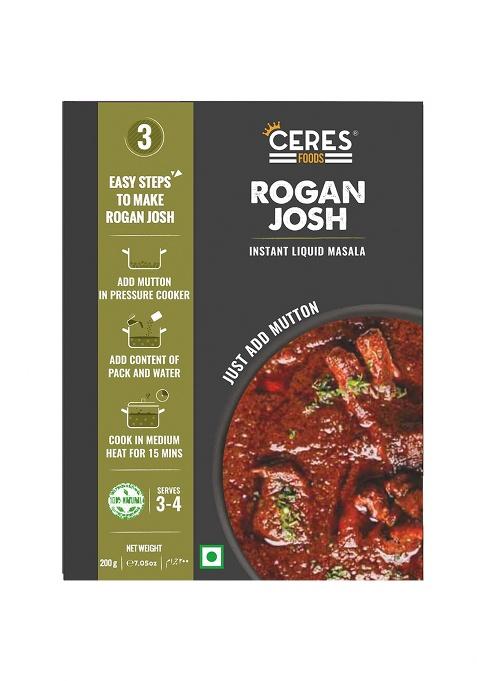 Ceres Foods Kashmiri Rogan Josh Instant Liquid Masala | Mutton Cooking Paste |Curry Curry Mix Shipped Fresh |Original Kashmir Vally Ready To Cook Gravy |Mutton Masala| Recipe Meat Chicken Easy 3 Steps Authentic Spices & Ratanjot In 15 Mins Serves 4 No Preservatives, Colours Or Artificial Flavours 200G Just Add