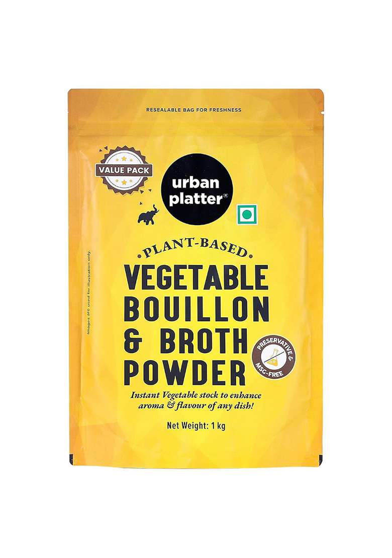Urban Platter Vegetable Bouillon & Broth Powder, 1Kg (Plant-Based | Instant Stock Msg-Free Umami-Rich) - Indya