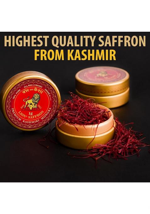 Lion Brand Saffron 1G Premium Kashmiri Mongra Saffron/Kesar (A+++ Grade) For Pregnant Women,Biryani,Beauty,Cooking&Sweets (Pack Of 1 (1Gm))