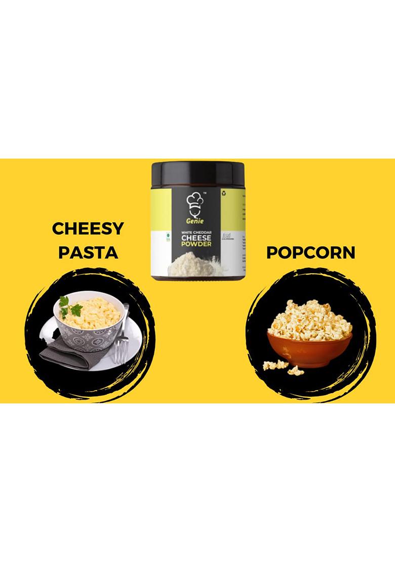 Genie Food Group Cheddar Cheese Powder|Best For Pop-Corn|Pizza|Pasta|French Fries To Add The Delicious Taste,100 Gram