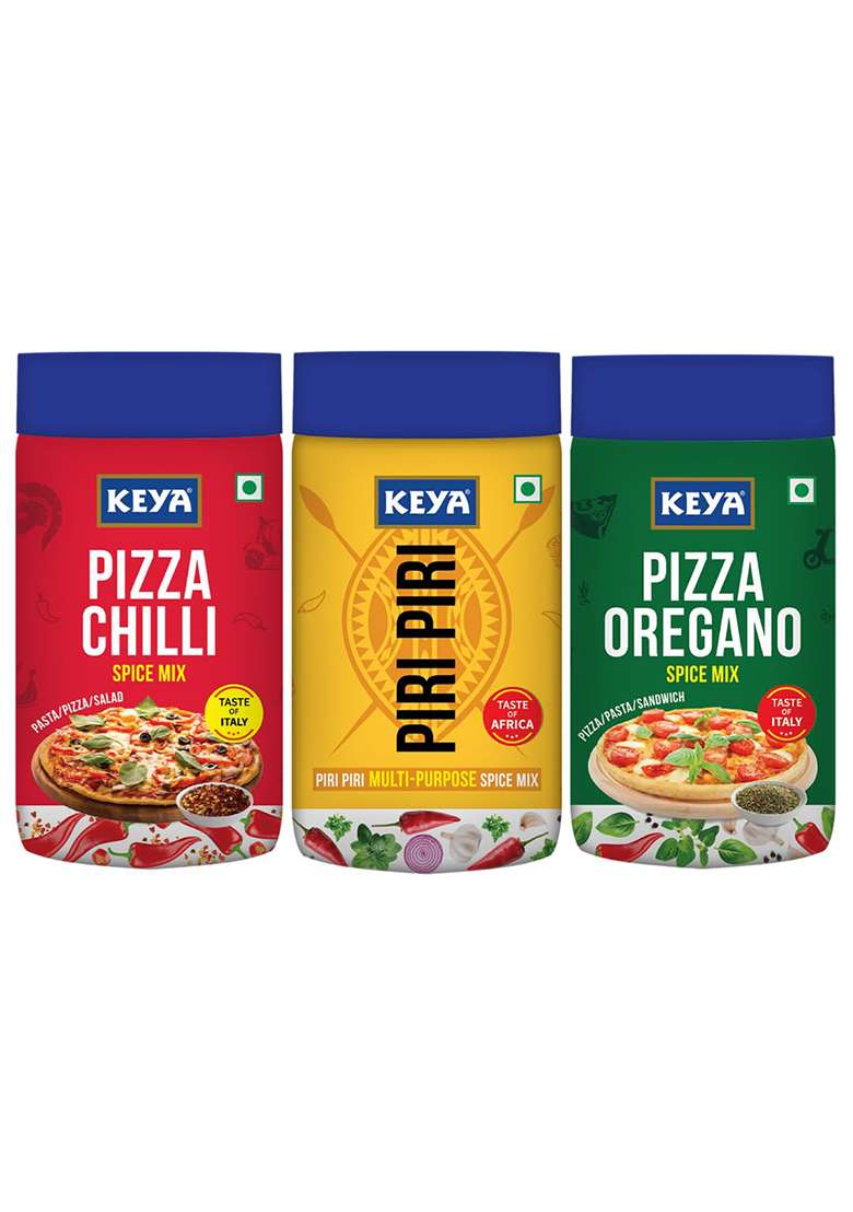 Keya International Sprinklers Combo | Italian Pizza Oregano 75Gm Piri 90Gm Chilli 60Gm Pack Of 3 - Indya