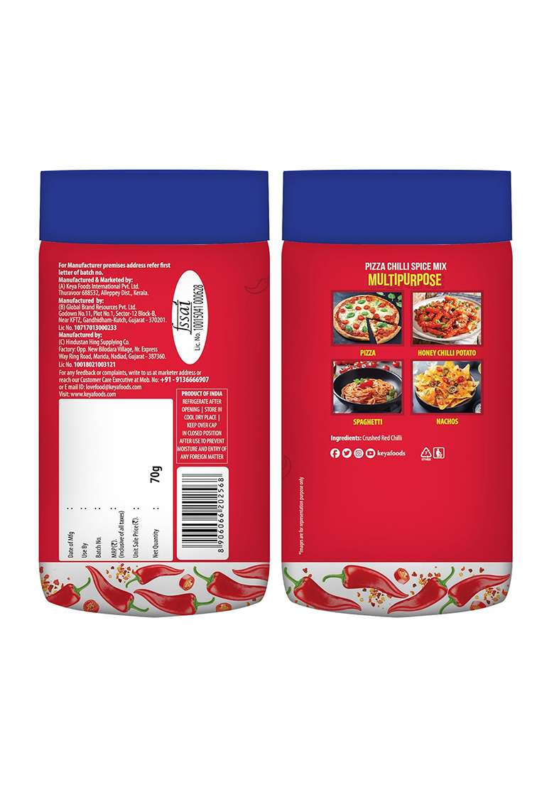 Keya International Sprinklers Combo | Italian Pizza Oregano 75Gm Piri 90Gm Chilli 60Gm Pack Of 3 - Indya