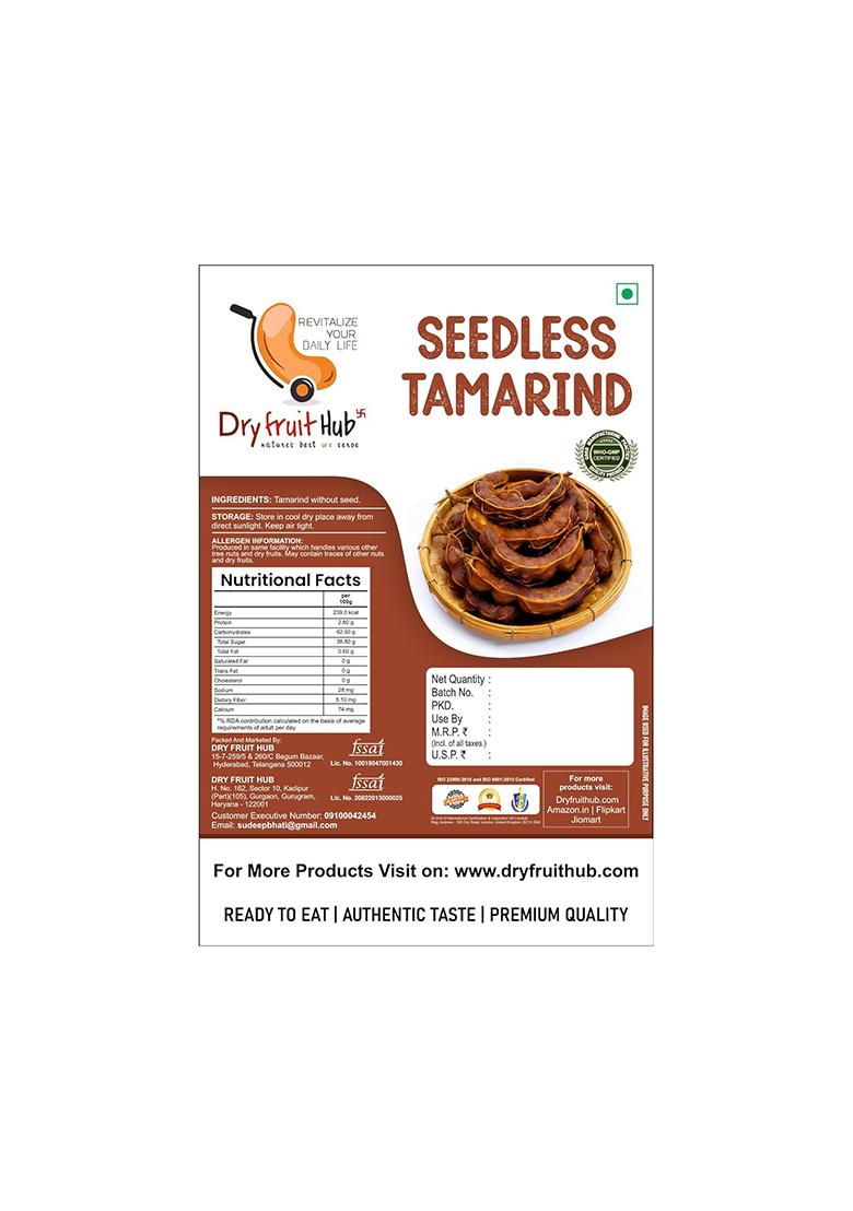 Dry Fruit Hub Seedless Tamarind Slab Imli 1Kg | 100% Fresh Natural Handpicked Clean, Soft And Delicious Chintapandu Without Seeds