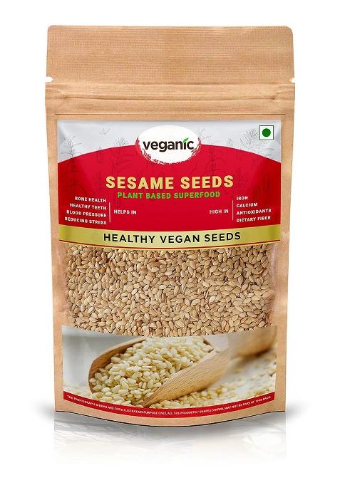 Veganic Roasted Sesame Seeds | White Til For Eating - 400Gm