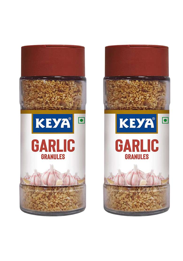 Keya Garlic Granules 55G | Pure, All-Natural, Flavor Booster For Cooking, Soups, Sauces |No Additives, Preservatives Pack Of 2 - Indya