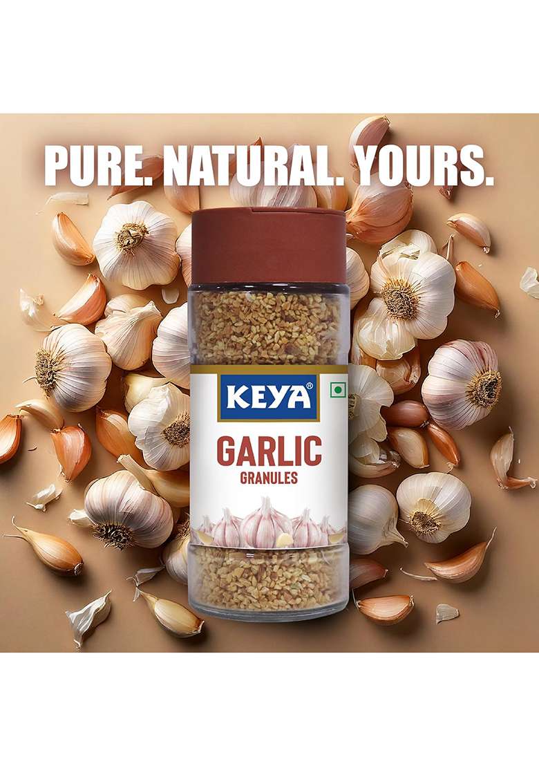 Keya Garlic Granules 55G | Pure, All-Natural, Flavor Booster For Cooking, Soups, Sauces |No Additives, Preservatives Pack Of 2 - Indya