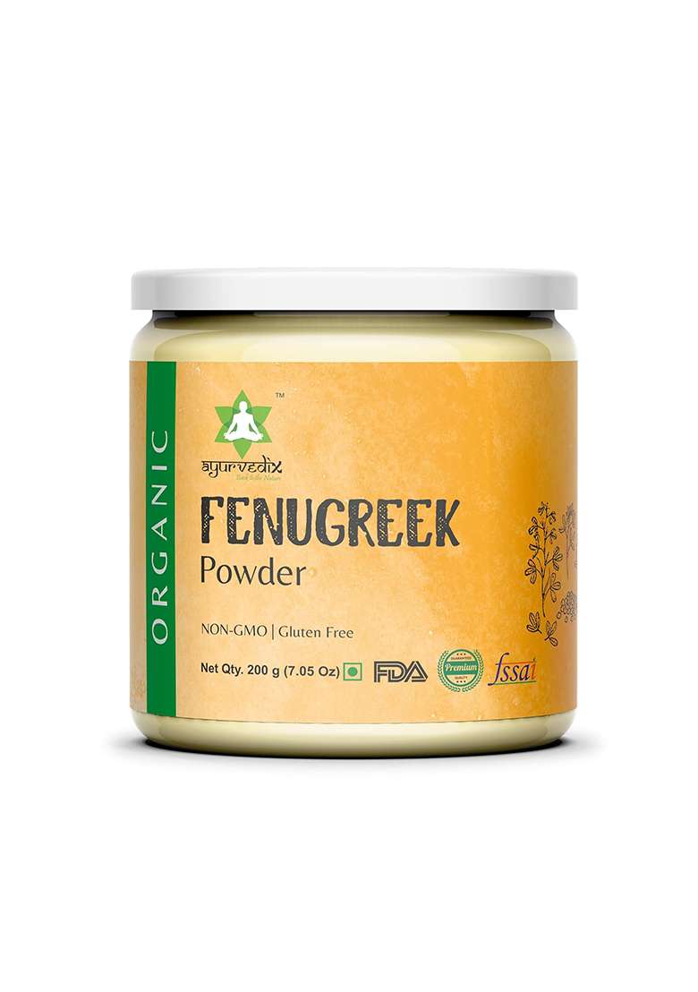 Ayurvedix Organic Fenugreek Powder/Methi Dana Powder (200G Jar) - Non-Gmo, Vegan For Hair Growth, Cooking And More From Trigonella Foenum Graecum Seeds/Methi Seeds - Indya