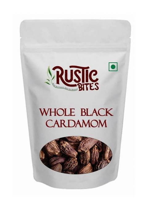 Rustic Bites Black Cardamom  Whole |Kali Elaichi, Fresh Aroma For Chai, Sweets | 500Gm