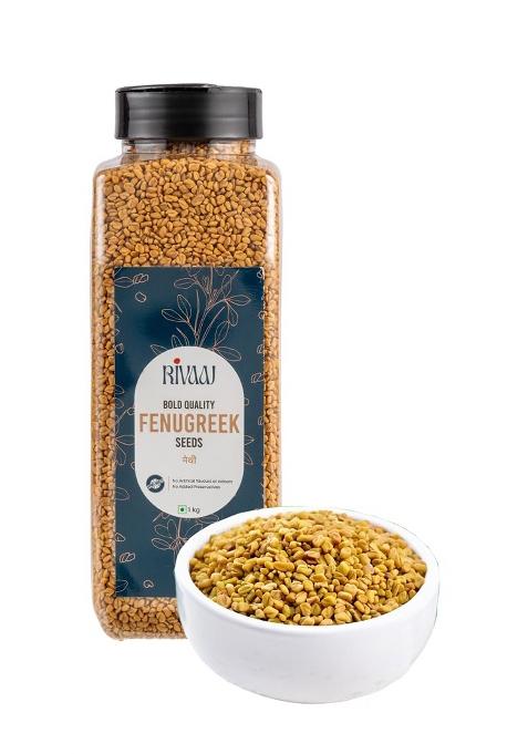Rivaaj Fenugreek Seeds - 1Kg | Pure & Natural No Artificial Flavours Or Preservatives Supports Healthy Blood Sugar Perfect For Cooking Authentic Flavor Methi