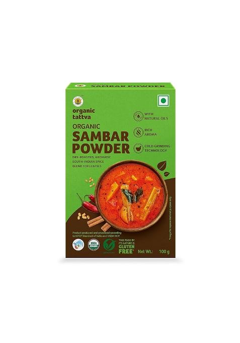 Organic Tattva Tattva, Sambar Masala 100 Gram | Authentic South Indian Flavor, Naturally Processed Flavorful, 100% Natural, No Preservatives
