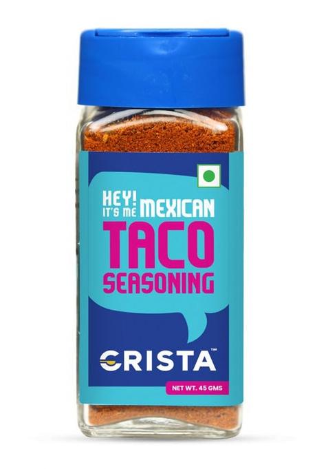 Crista 45 Gms Mexican Taco Seasoning For Taco, Enchilada & Burrito | Premium Herbs Spices Blend With Authentic Flavours Zero Added Colours, Fillers, Additives Preservatives Vegan