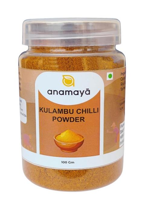 Anamaya Kulambu Masala Powder | Kulambhu Miglai Thool 100 Gms Packed In A Reusable Jar 100% Pure And Natural Ingredients