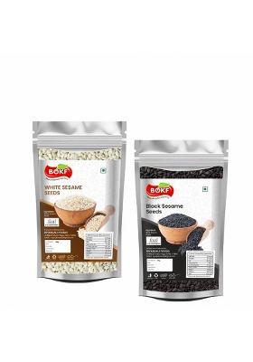 Bokf Combo Black & White Sesame Seeds (100G Each) | Natural, Unpolished Til High In Calcium Iron Ideal For Cooking, Chutneys, Ladoos Baking Gluten-Free, Vegan 200G