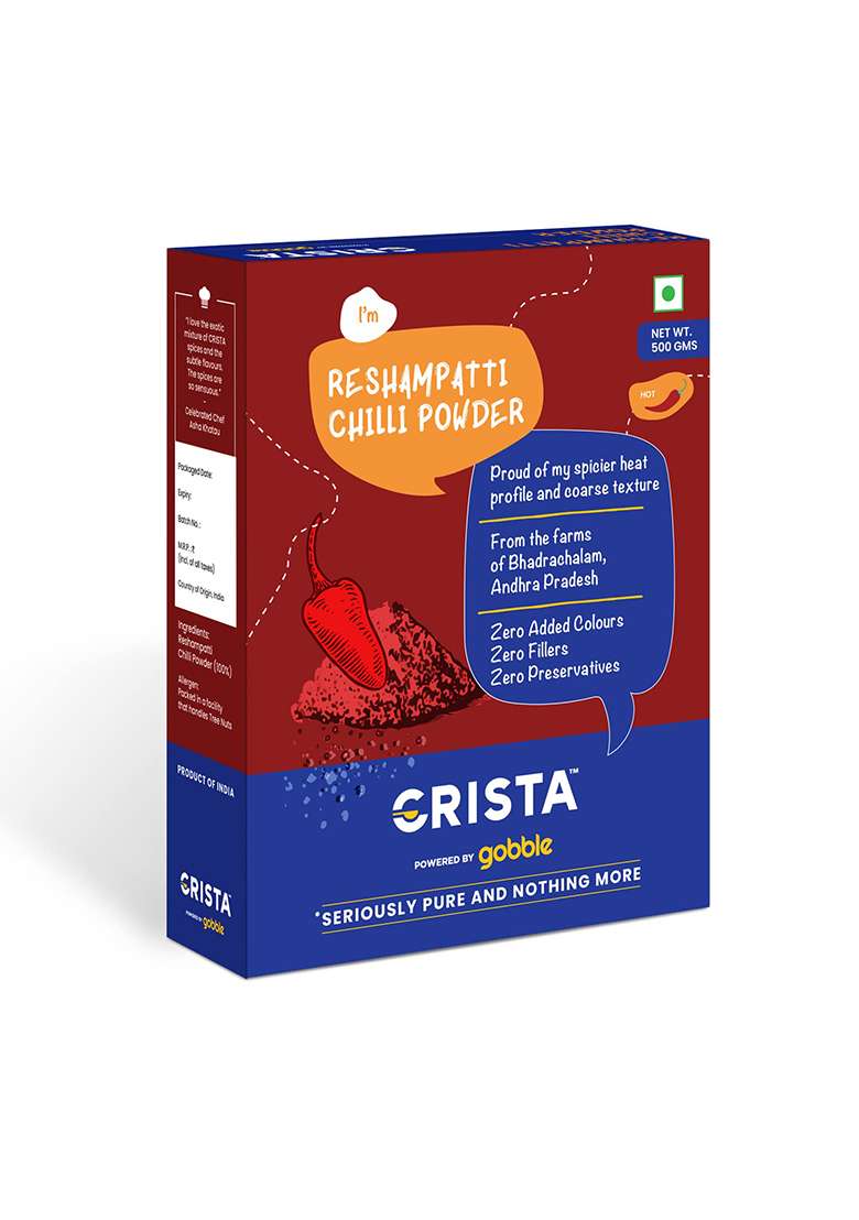Crista Reshampatti Chilli Powder | Laal Mirch With Natural Oils Zero Added Colours, Fillers, Additives & Preservatives Spicy Grade 500 Gms - Indya