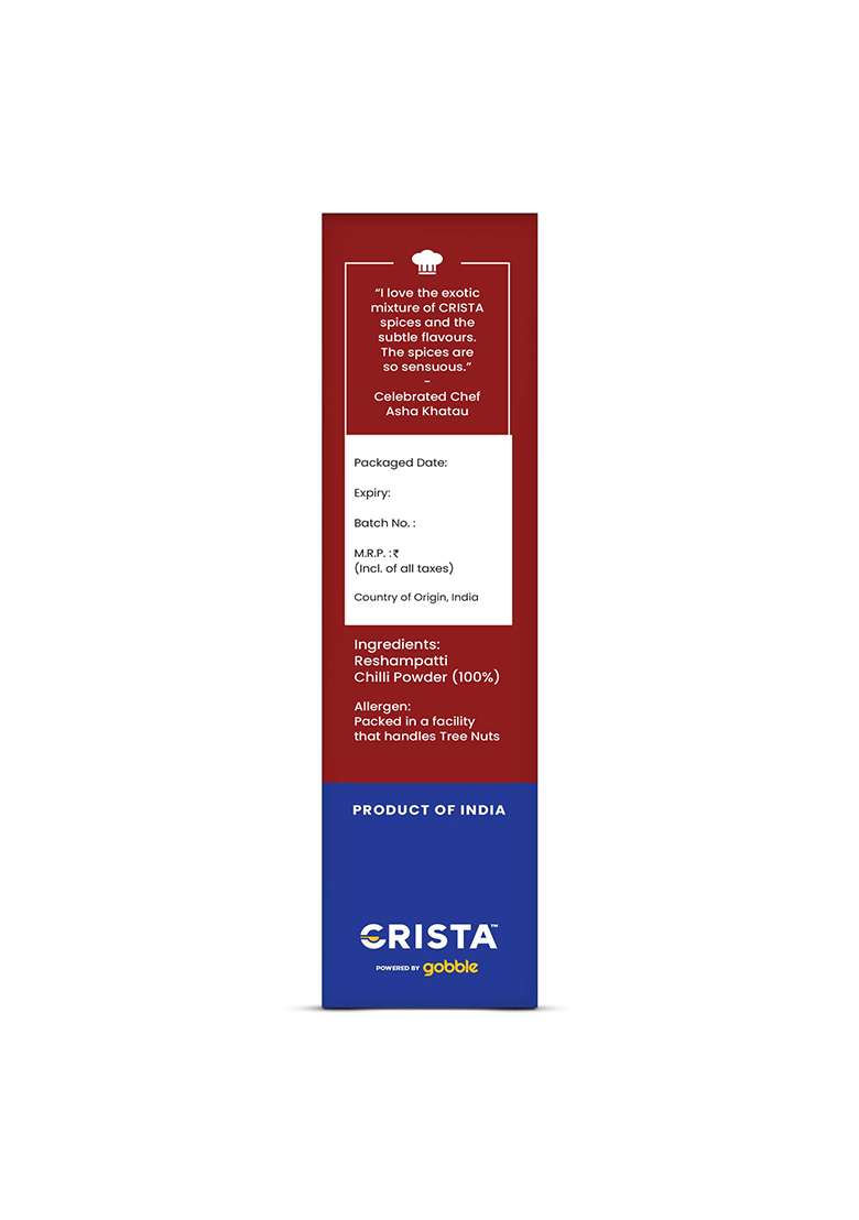 Crista Reshampatti Chilli Powder | Laal Mirch With Natural Oils Zero Added Colours, Fillers, Additives & Preservatives Spicy Grade 500 Gms - Indya