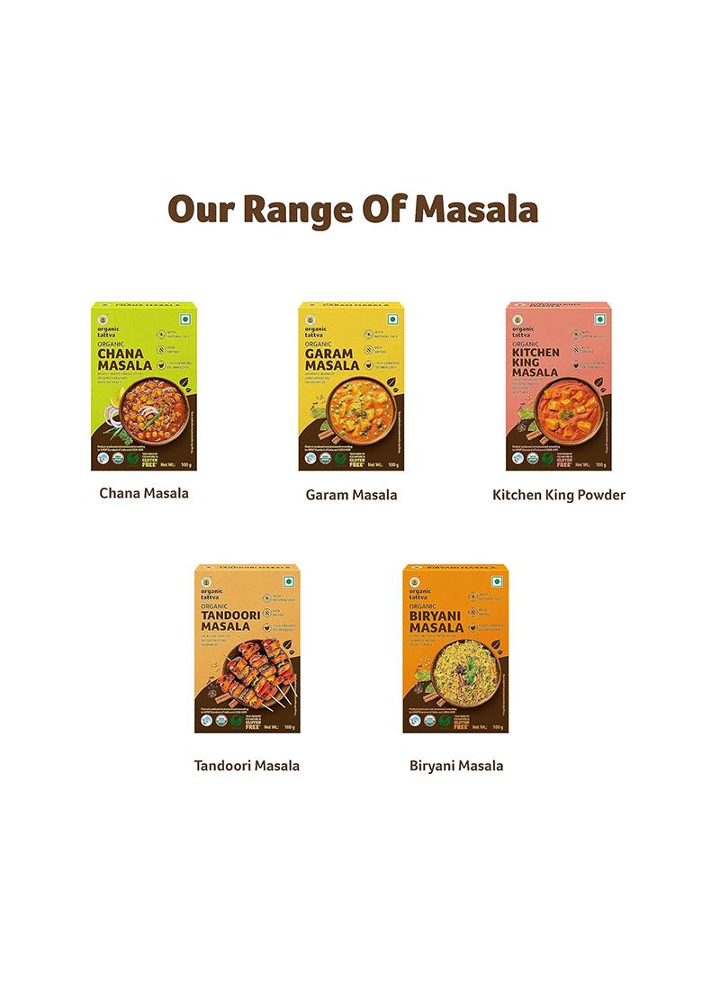 Organic Tattva Tattva, Sambar Powder 200 Gram | Authentic South Indian Flavor |Pesticide And Chemical Free With Natural Oils Rich Aroma Naturally Gluten (Pack Of 2-100Gm Each)