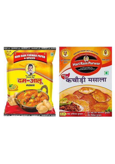 Hari Ram & Sons Purwar Combo Pack Of Dum Aloo Masala And Kachori (Pack 2-100 Gms Each) | Kachauri Allahabad 100% Natural Preservative Free