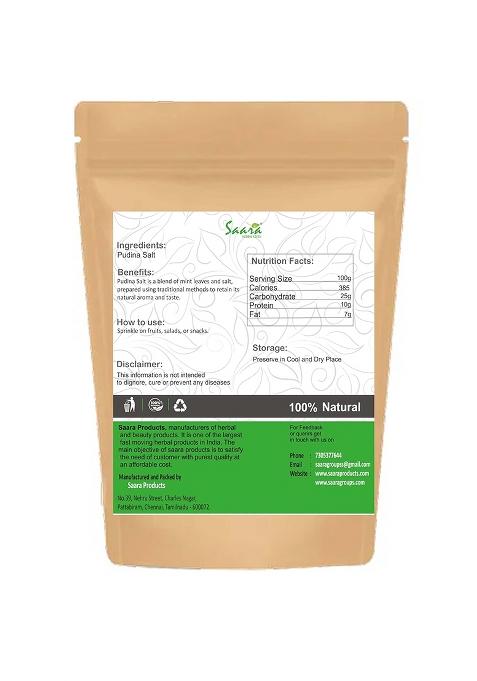Saara Herbal Fresh Pudina Uppu 10G | Mint Salt Namak For Cooking & Seasoning