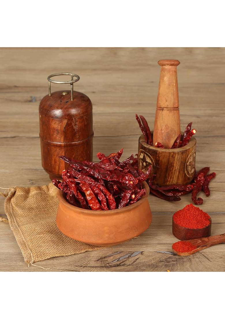 C.H.K. Masala Whole Guntur Lal Mirch - 200 Grams | Authentic Indian Red Chili Delhi Heart 273 Handpicked Stemless Dried Sabut Good Peperika Average Spicy - Indya
