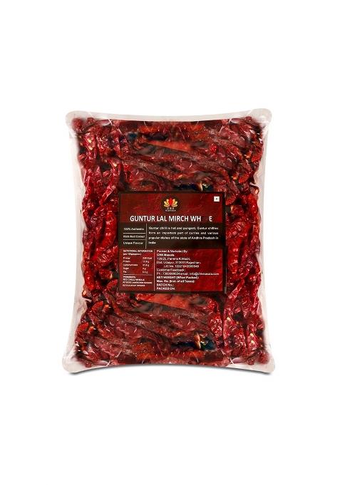 C.H.K. Masala Whole Guntur Lal Mirch - 200 Grams | Authentic Indian Red Chili Delhi Heart 273 Handpicked Stemless Dried Sabut Good Peperika Average Spicy