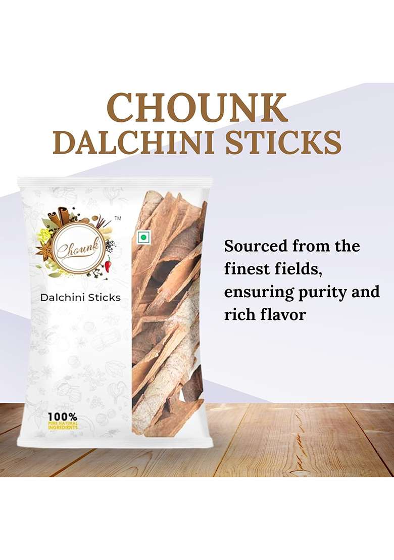 Chounk Cinnamon Sticks | Dalchini Stick Cassia Flavorful For Cooking With No Preservatives 100Gm (50G X Pack Of 2) - Indya