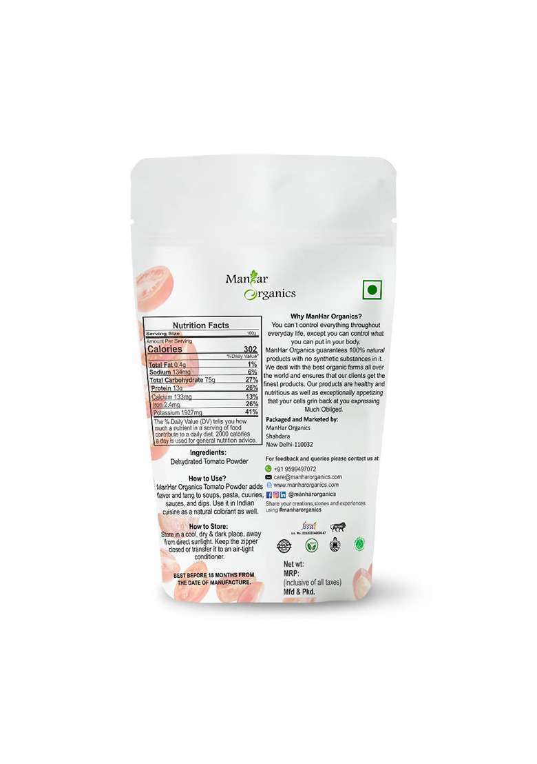 Manhar Organics Dehydrated Tomato Powder 1Kg | Dry Tamatar Ready To Use Tangy, Spray-Dried & Delicious - Indya