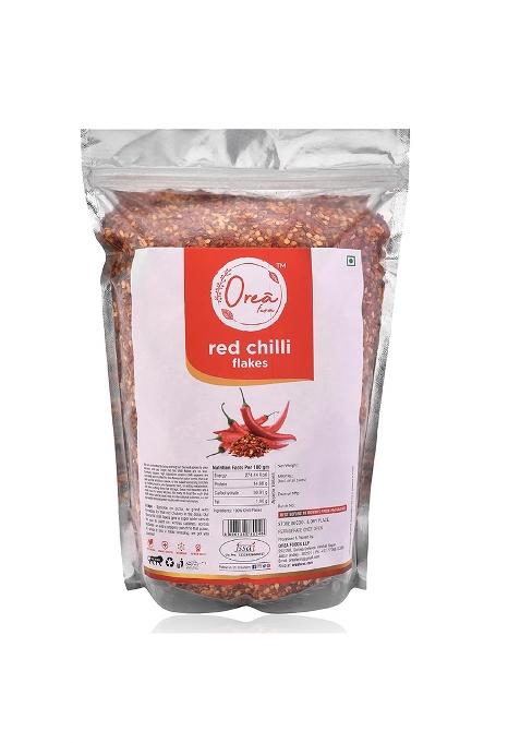 Orea Farm Red Chilli Flakes 500G | Spicy Crushed Chili Seasoning For Pizzas, Pastas, Noodles, Soups, Salads, Sandwiches Sprinkled On Roasted Vegetables, Fries, Garlic Bread, Curries, And Marinades To Bring Out Bold Flavors No Artificial Color, Flavor Or Preservatives Zipper Reusable Pack