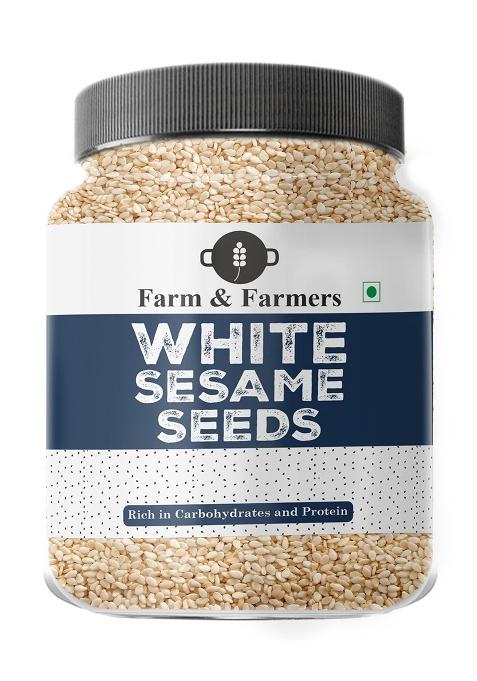 Farm & Farmers Organic White Sesame Seeds - Safed Tal For Weight Management High In Nutrient, Dietary Fibre, Superfoods Til Eating Fresh And Natural 250 Gram
