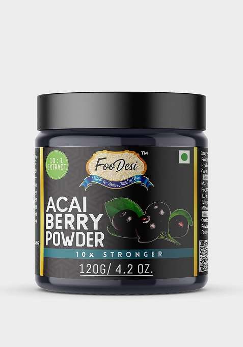 Foodesi Acai Berry Powder -120Grm | Natural Energy Boost & Immune Support High Antioxidants Nutrients 120G, Non-Gmo, Vegan