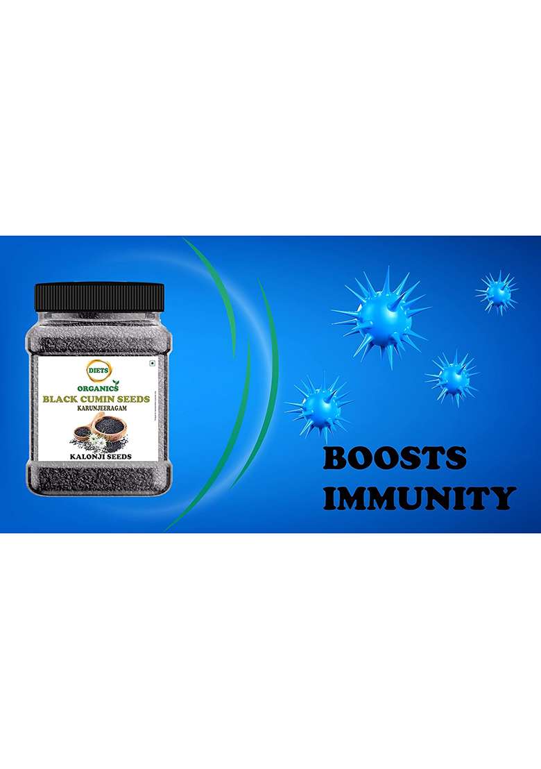 Diets Organics Black Cumin Seeds -500 G, Karunjeeragam, Kala Jeera, Kalonji Seeds- 500 Grams - Indya