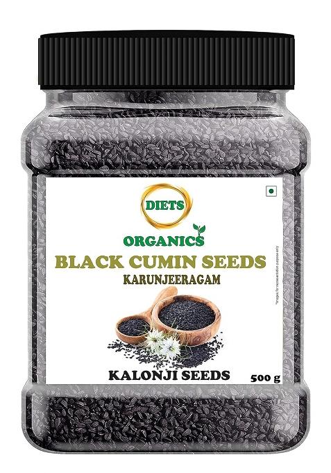 Diets Organics Black Cumin Seeds -500 G, Karunjeeragam, Kala Jeera, Kalonji Seeds- 500 Grams