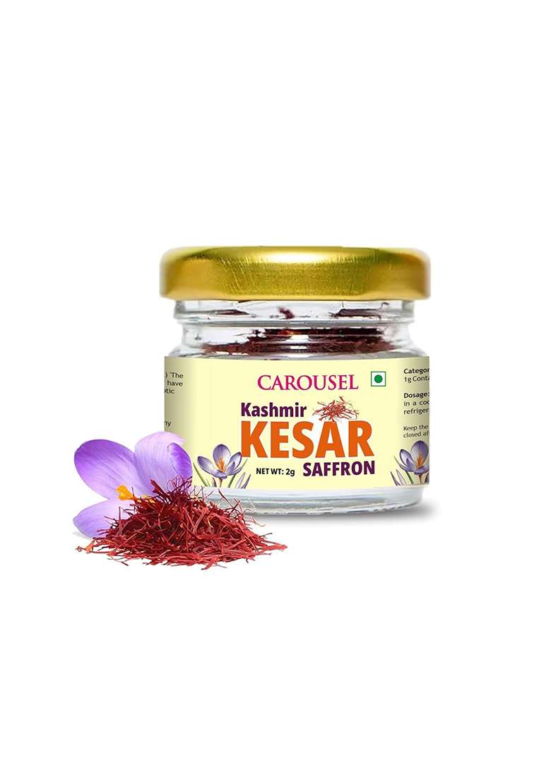 Eurohaus Carousel Saffron Original - 2 Gram Pure Kashmiri Mongra Kesar Organic For Cooking & Pooja| Grade A+ With Rich Aroma Flavor - Indya