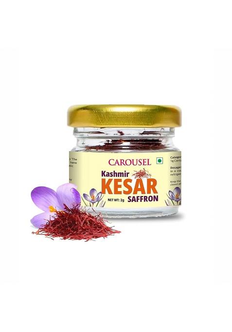 Eurohaus Carousel Saffron Original - 2 Gram Pure Kashmiri Mongra Kesar Organic For Cooking & Pooja| Grade A+ With Rich Aroma Flavor