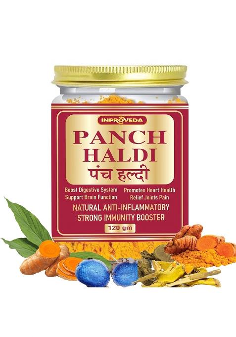 Pteteya Inproveda Panch Haldi Powder 120 Gm | No Preservatives, Colors Or Flavors Immunity, Anti-Oxidant, Anti-Inflammatory Turmeric