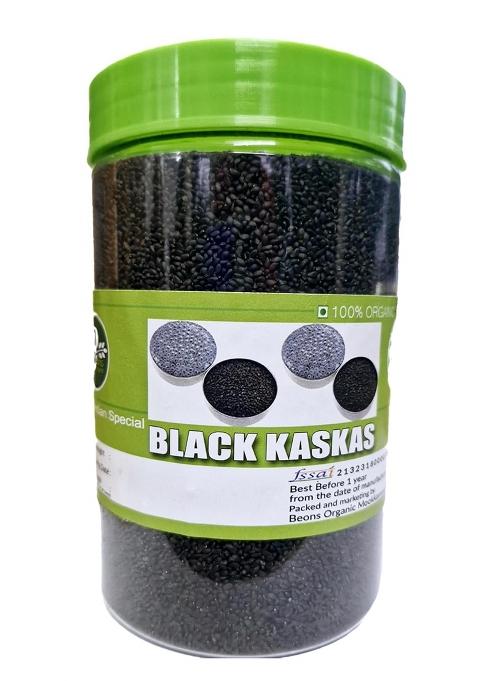 Beons Organic Black Khas Seeds/Black Kas Kas/Basil Seeds Jar (400Gm)