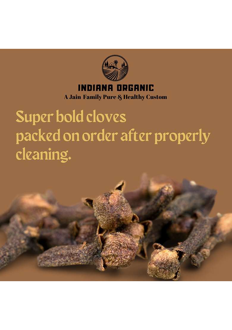 Indiana Organic Sabut Laung, Cloves Whole Bold Size, Syzygium Aromaticum, 100 Gram - Indya