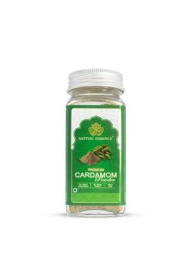 Sattvic Essence Premium Cardamom Powder | Pure & Natural Elaichi Aromatic Fresh Ground Spice For Sweets, Tea Cooking No Preservatives Glass Jar Pack (45G)